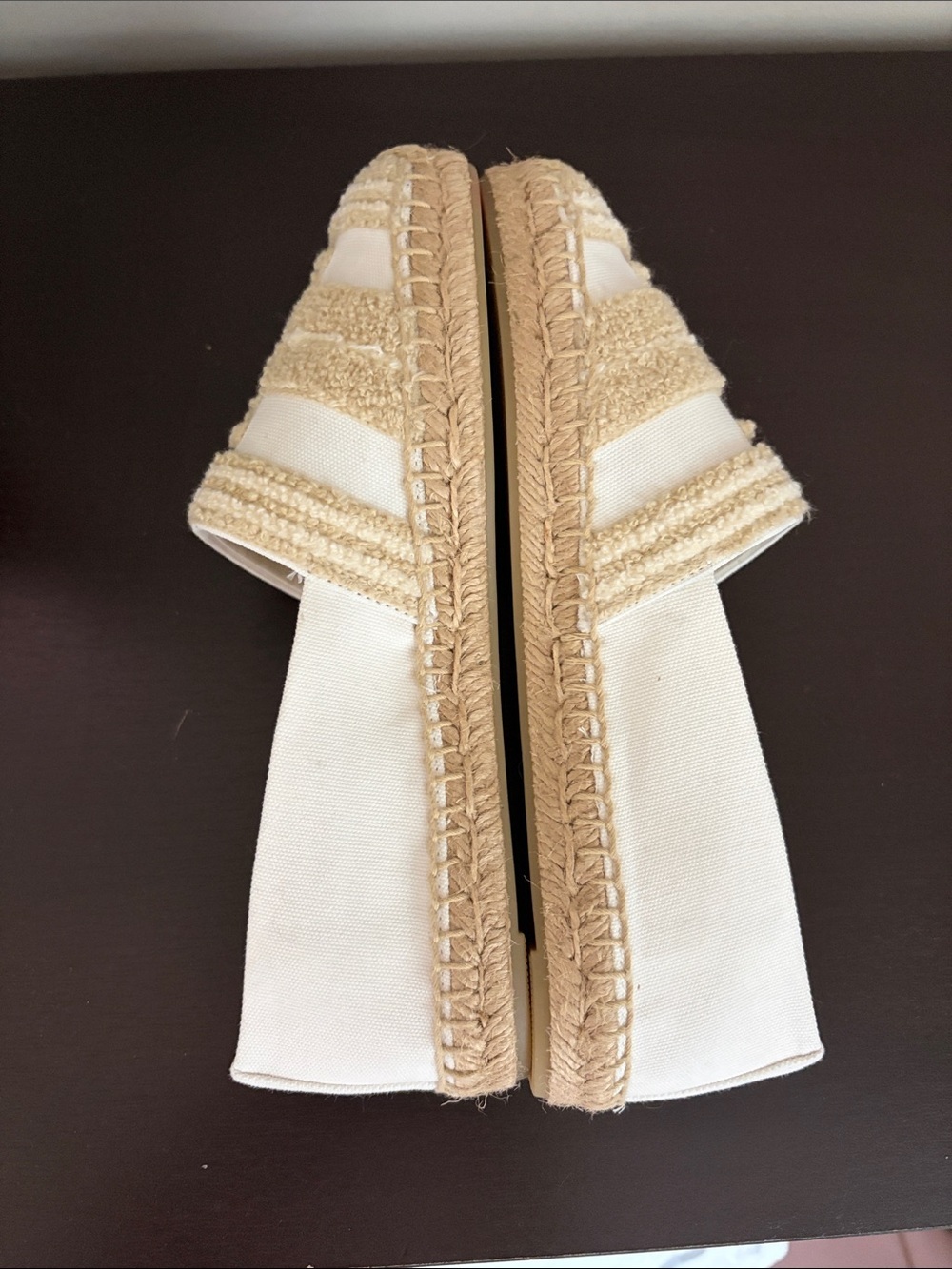 Tory Burch Double T espadrilles Natural Light Alabaster Jacquard Sz 5 NEW - Picture 11 of 13